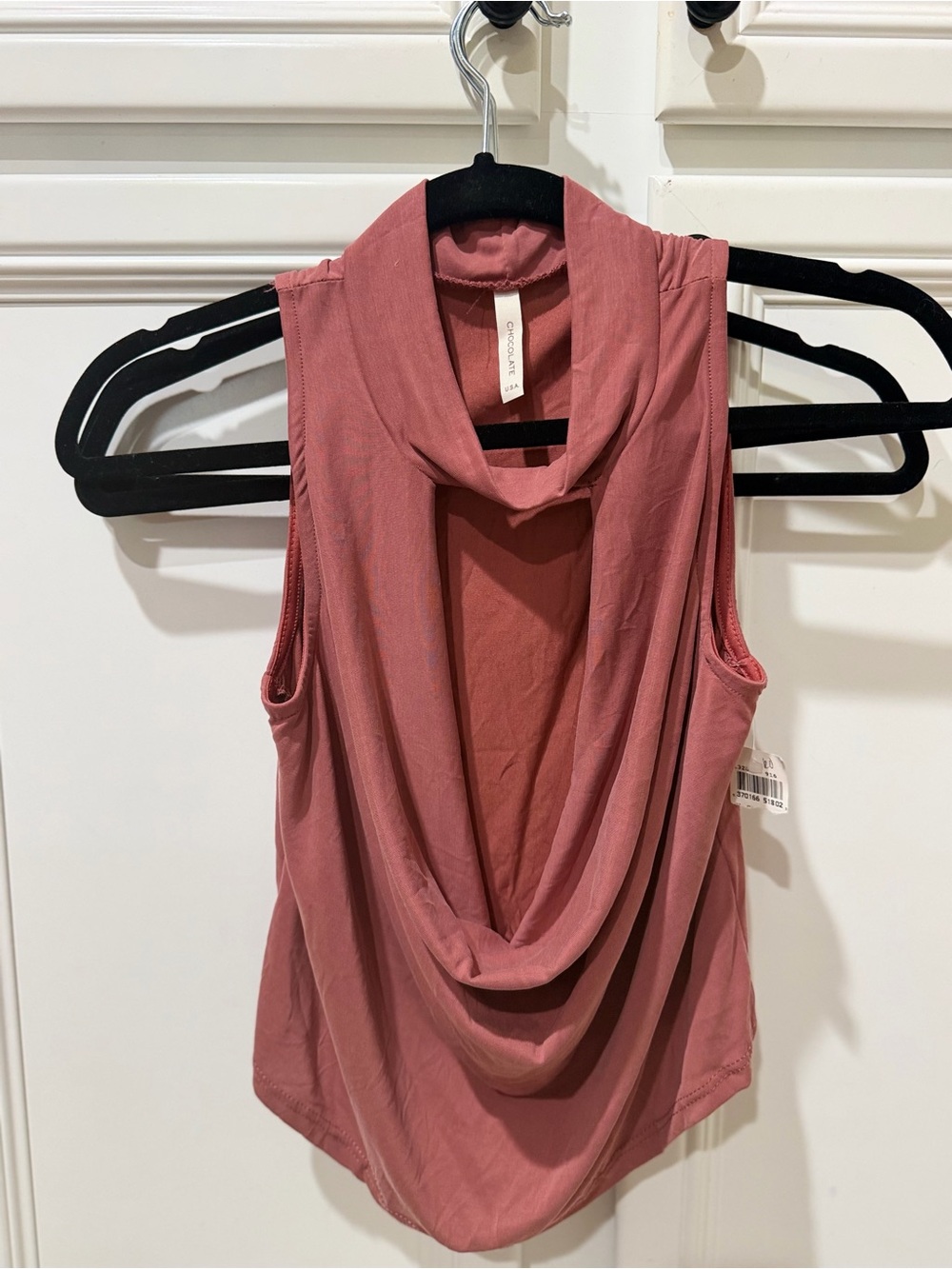 Chocolate Sleeveless Cowl Neck Tank Top - Rose